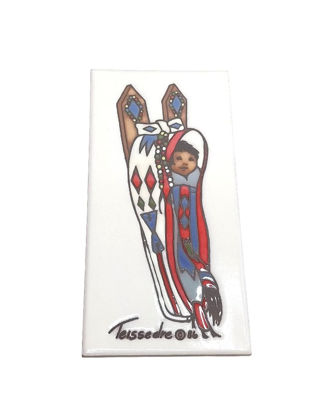 Cleo Teissendre Southwestern Native American Papoose 8x4 Wall Tile Trivet
